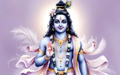 Krishna Janmashtami,HD landscape illustration of Krishna Janmashtami midnight celebration with a decorated cradle swing, glowing diyas, peacock feathers, and lotus flowers under a starry sky