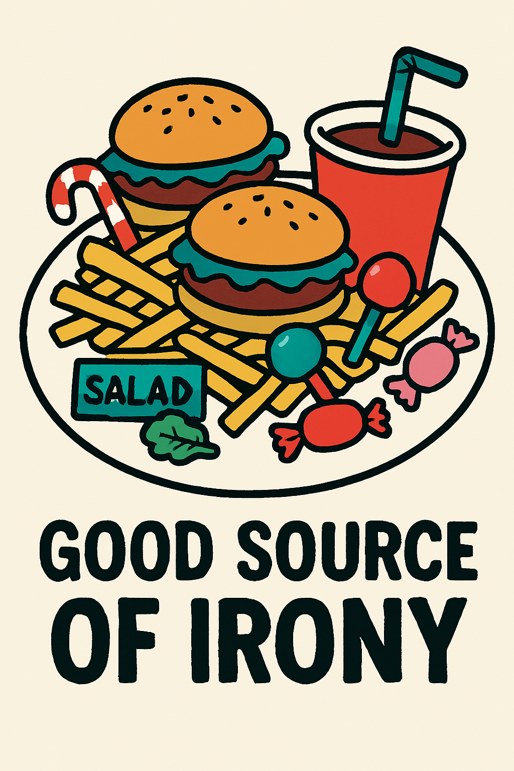 Colorful illustration of person eating only junk food instead of vegetables, How to Reduce Your Health